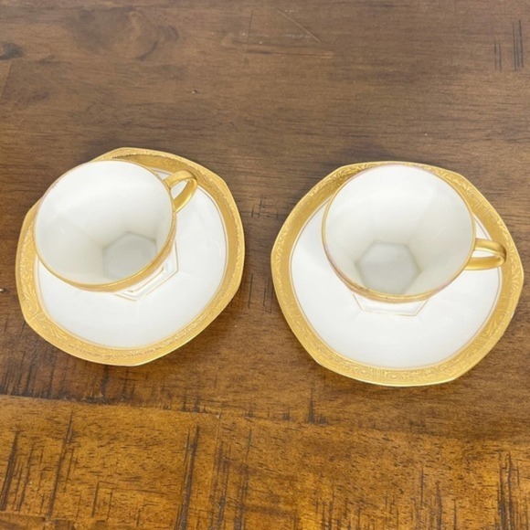 Ovington Bros Co Austria Cup Saucer Demitasse Intricate Gold Encrusted - Picture 3 of 16